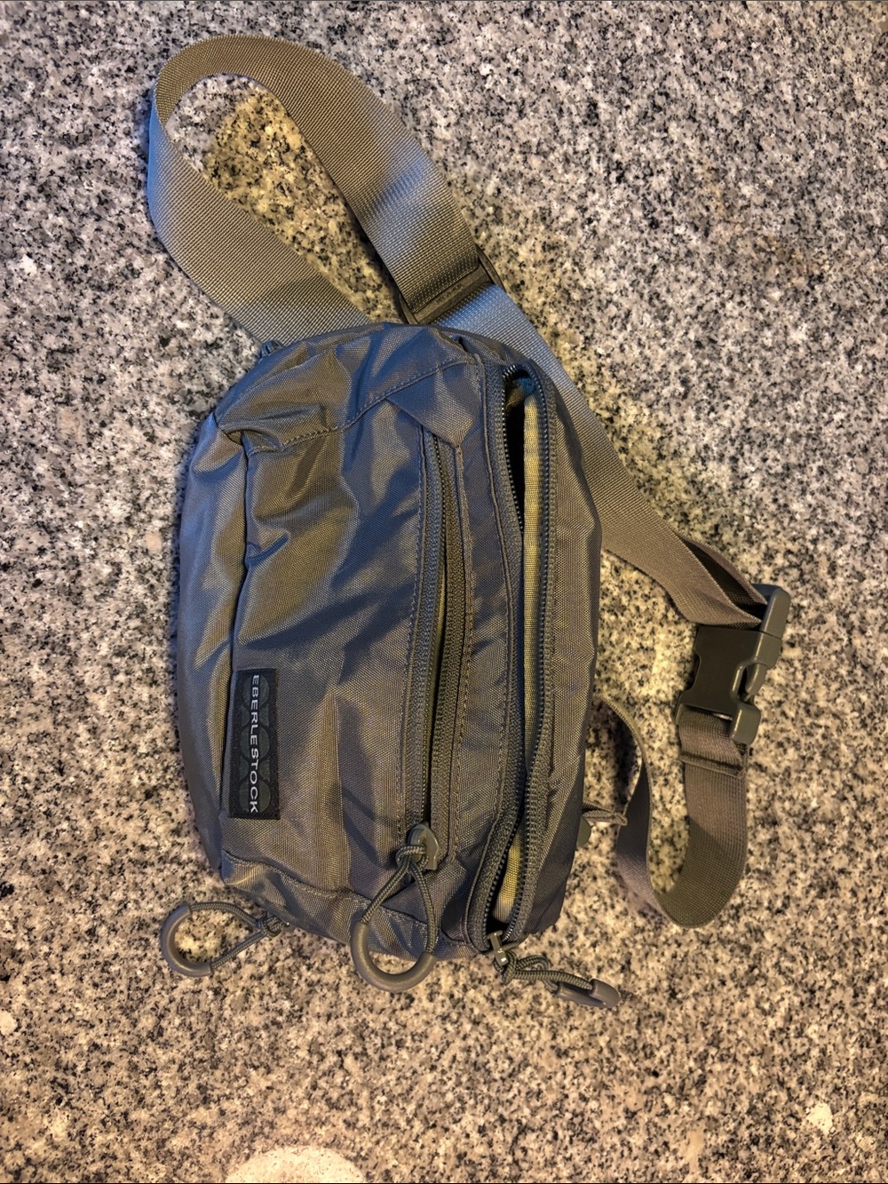Grey Men's Sling Belt Bag with Multiple Zip Pockets
